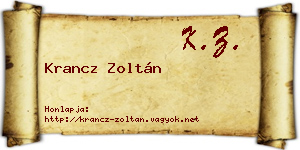 Krancz Zoltán névjegykártya